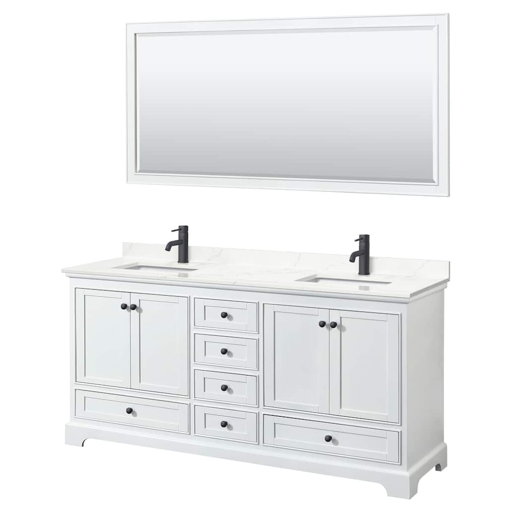 Deborah 72-inch Double Vanity, Quartz Top, 70-inch Mirror