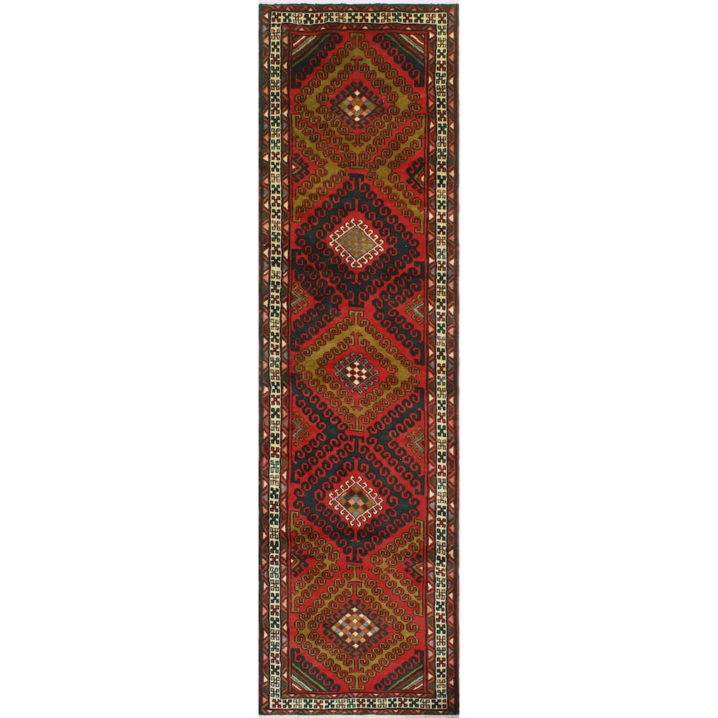 Fine Vintage Distressed Azura Red/Ivory Runner - 3'4" x 12'11"
