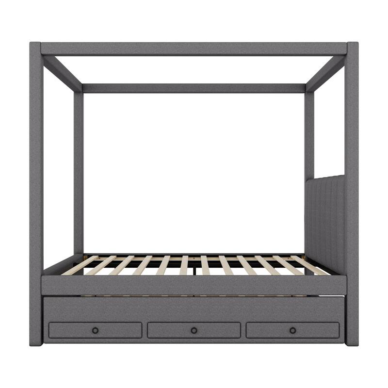 Full Size Upholstery Canopy Platform Bed