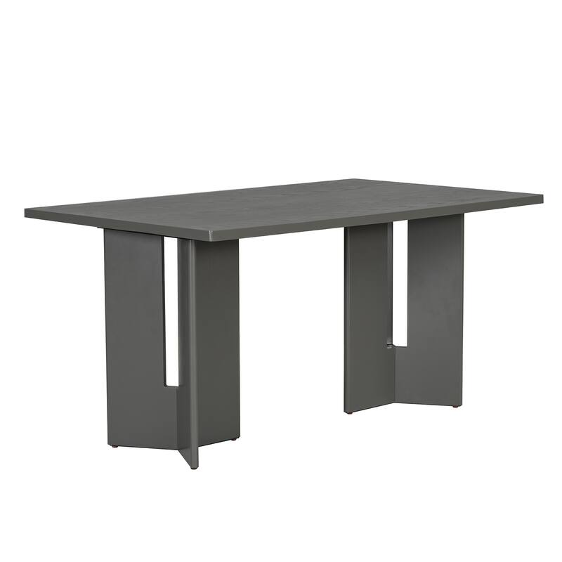 60" Farmhouse Dining Table with Cutout Legs, Rectangular Wood Table for Dining Room & Kitchen