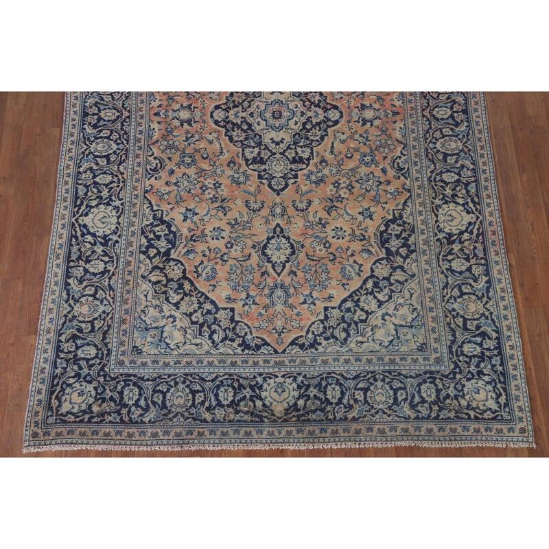 Hand Knotted Oriental 100% Wool Carpet Traditional Floral Oranges & Rust Mashad Area Rug - 9' 11'' X 6' 6''