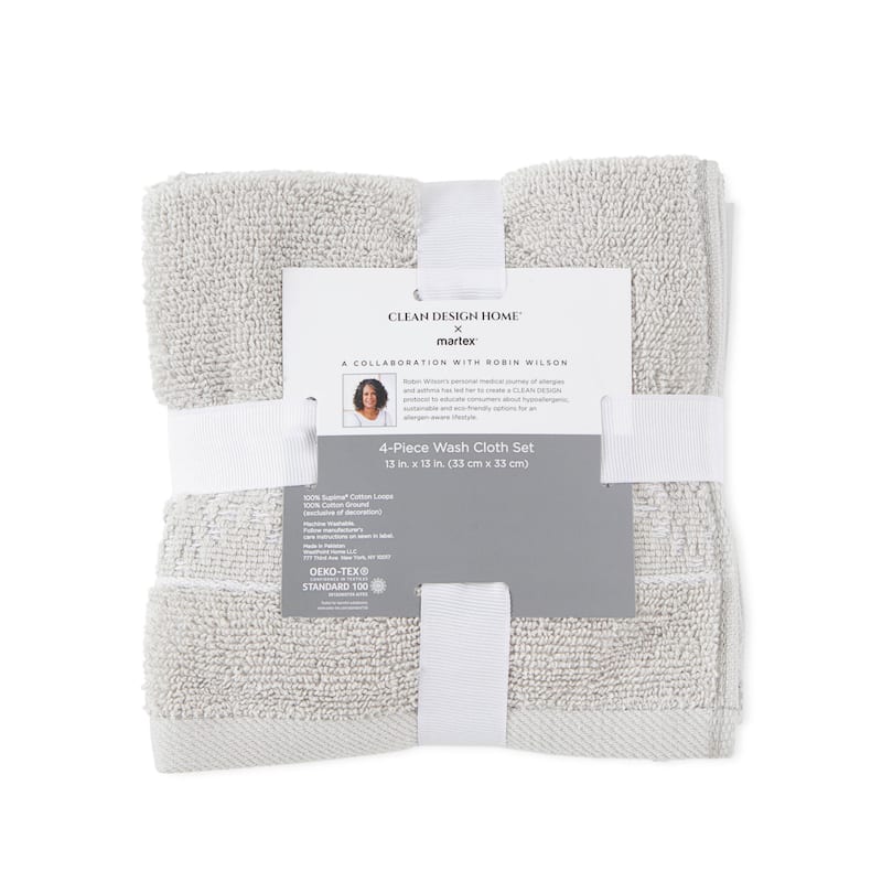 Clean Design Home x Martex 4-Pack Wash Towel Set