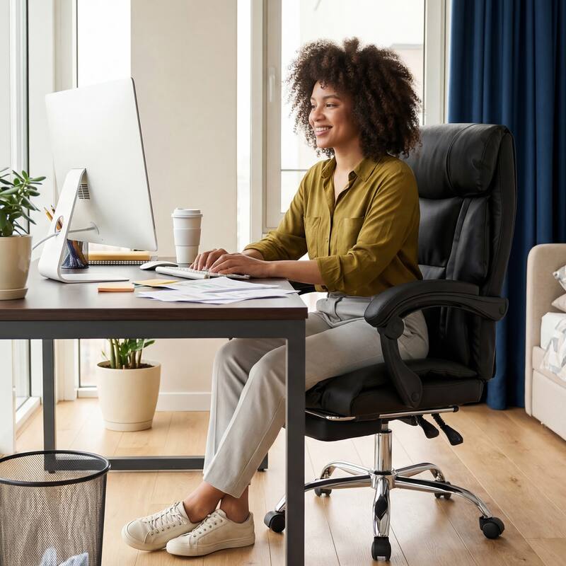 Office Adjustable Height Executive Desk Chair with Foot Rest Comfortable Computer Chair High Back Reclining Gaming Chair