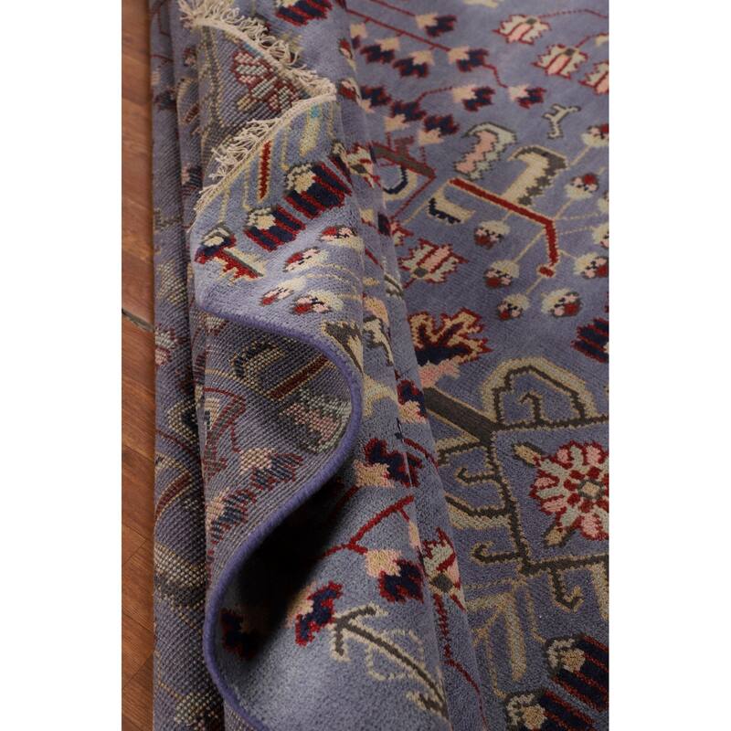 Blue Oushak Oriental Area Rug Handmade Transitional Wool Carpet - 8'8"x 11'10"