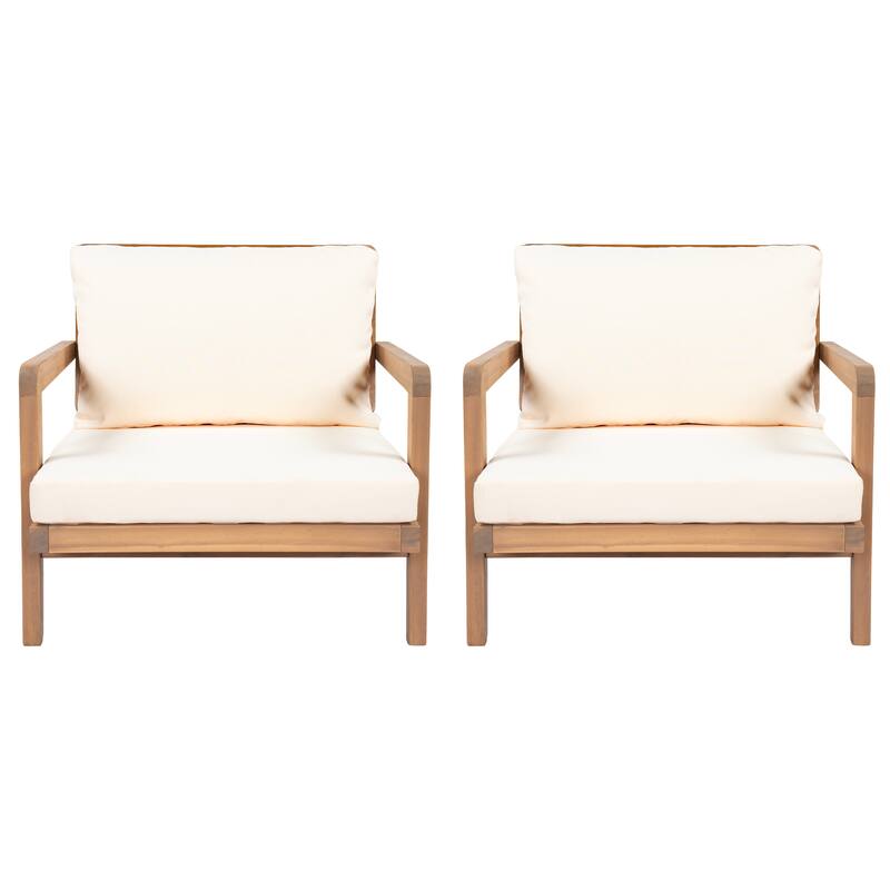 Christopher Knight Home Kaelith Acacia Wood Lounge Chair with Wicker Backrest and Cushion