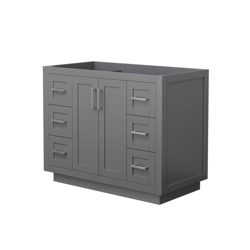Wyndham Collection Miranda 42" Single Free Standing Vanity Cabinet - Dark Gray / Brushed Nickel Hardware