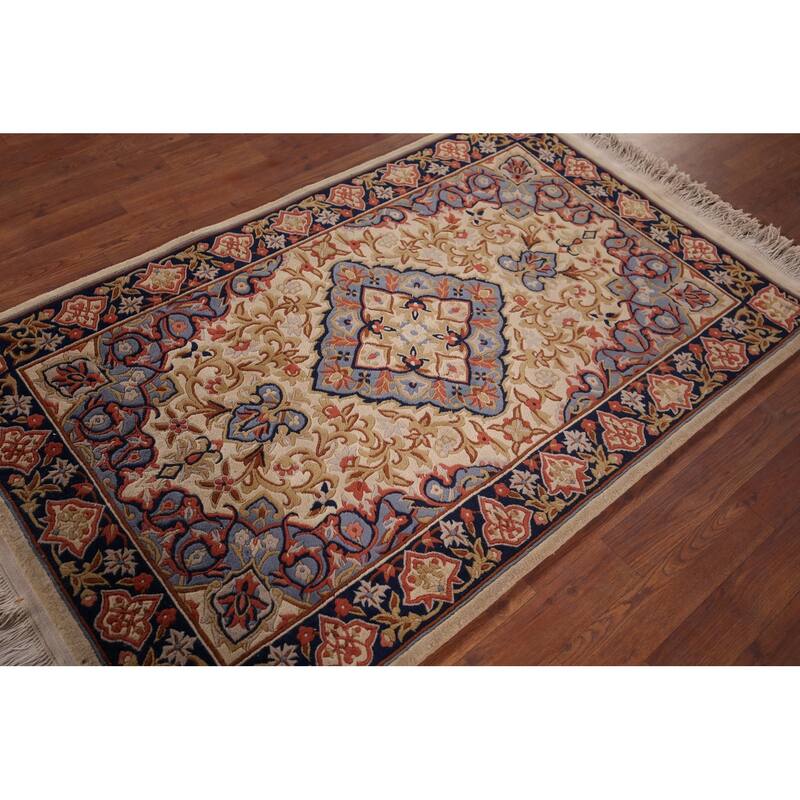 Floral Art Deco Chinese Foyer Rug Hand-Knotted Wool Carpet - 3'2"x 5'1"