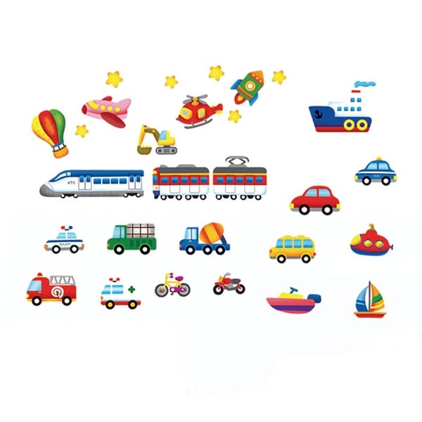 Vehicles Pattern Wall Stickers Removable Art Decal for Bedroom Living Room