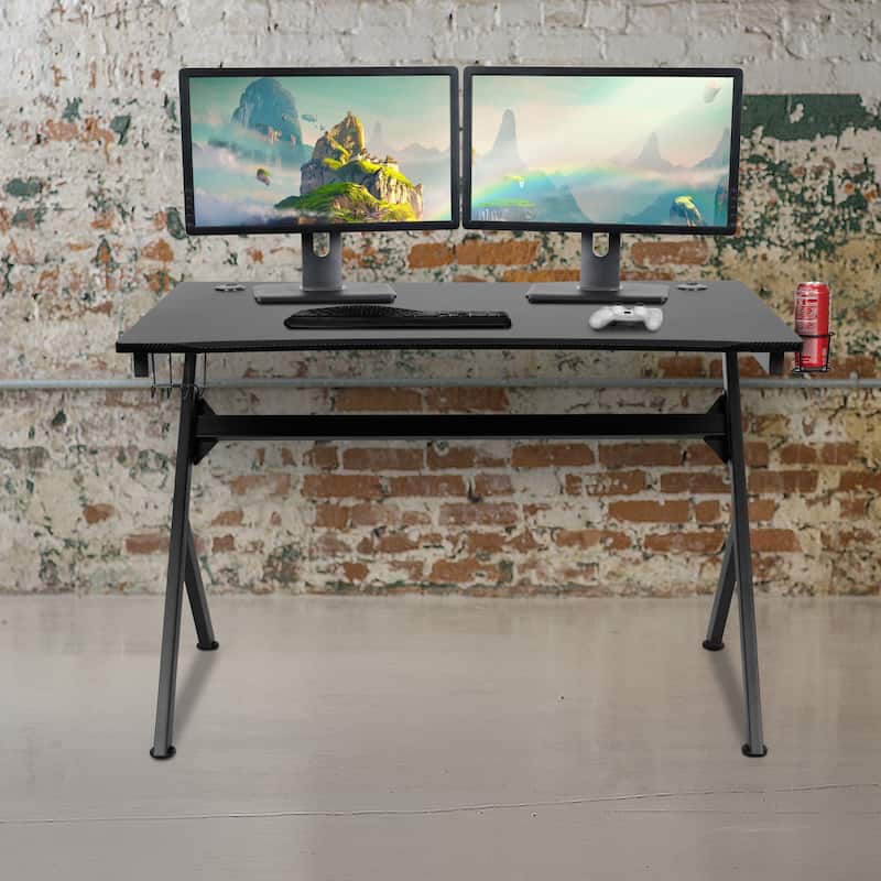 Computer Table Gaming Desk - Headphone Holder and 2 Cable Management Holes