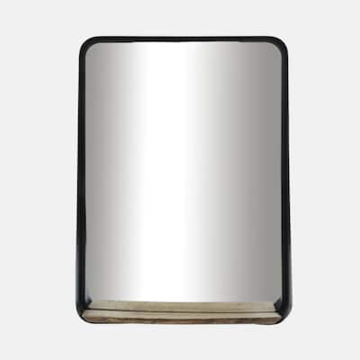 Rectangular Walll Mirror with Shelf - 30" - Black and Brown