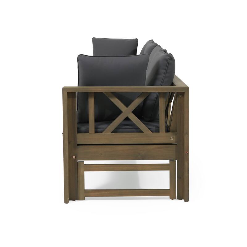 Long Beach Outdoor Extendable Acacia Wood Daybed Sofa by Christopher Knight Home