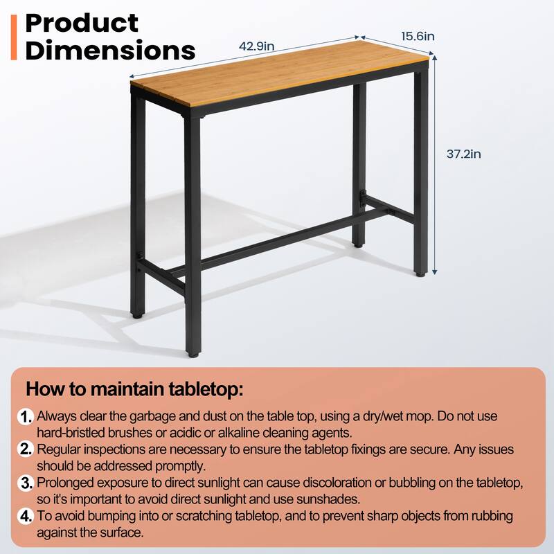 VredHom Outdoor Bar Table Rectangular Pub Table