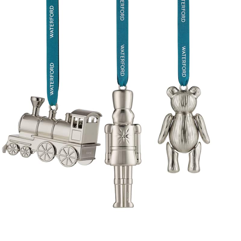 Waterford Steam Train, Teddy & Nutcracker Ornament, Set of 3