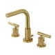 preview thumbnail 2 of 34, Kingston Brass Convergent Two-Handle 3-Hole Deck Mount Widespread Bathroom Faucet with Knurled Handle and Brass Pop-Up Drain Brushed Brass