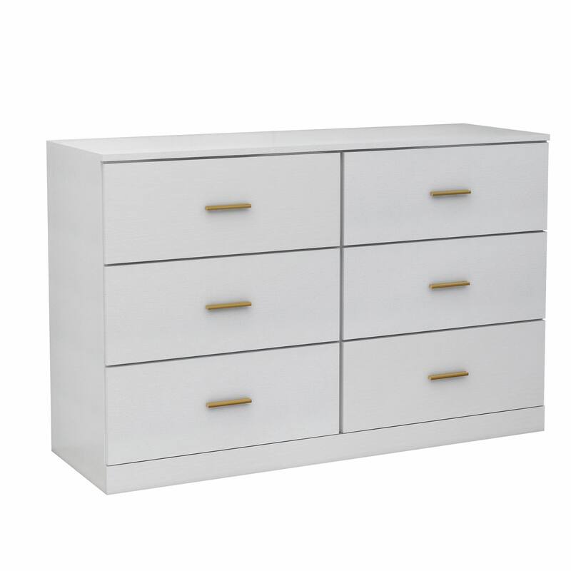Modern 6-Drawer Dresser for Bedroom - Ample Storage, Wide Chest of Drawers, Sturdy & Safe