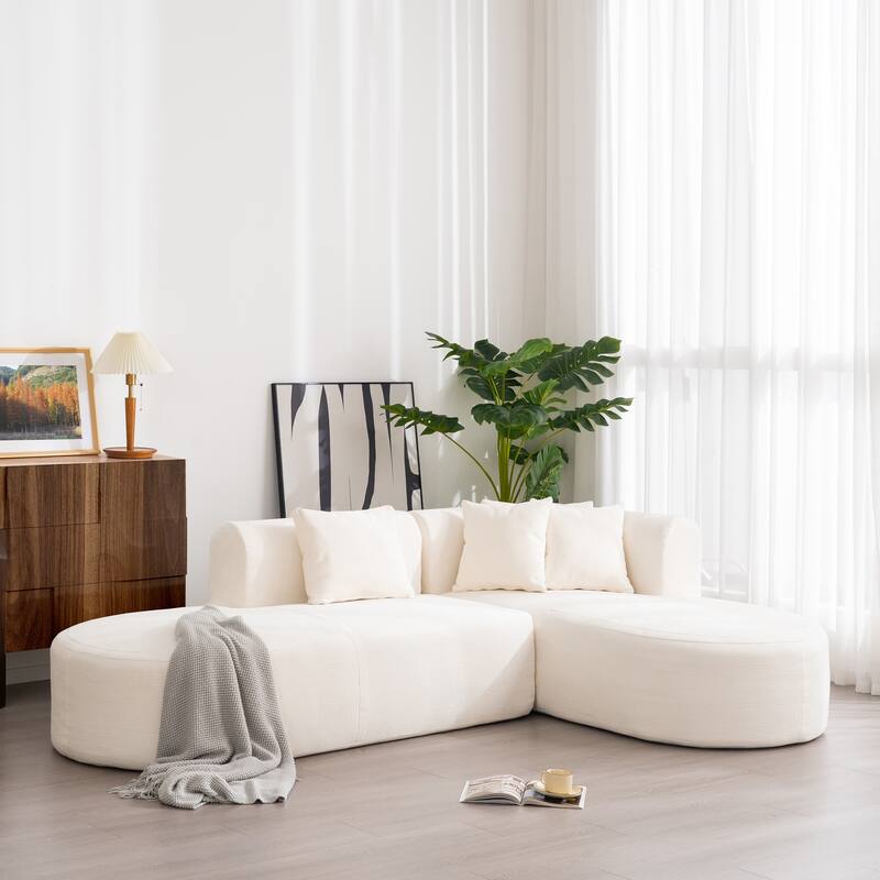 Roomfitters Stylish Corner Sofa with Curved Seat and Wide Stitching, Versatile Design for Living Room, Bedroom or Office