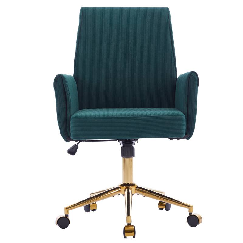 Corduroy Swivel Office Chair with Wheels, Ergonomic High Back Task Chair, Upholstered Accent Chair with Adjustable Height
