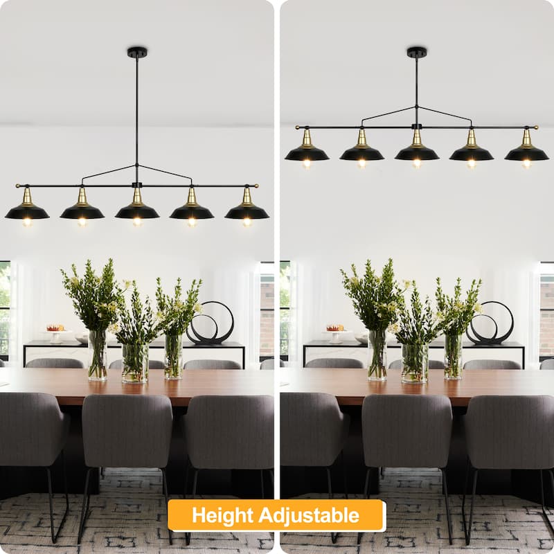 4/5-Light Industrial Linear Bowl-shaped Chandelier Lighting over Kitchen Table