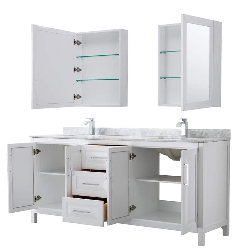Daria 80-inch Double Vanity, Marble Top, Medicine Cabinets