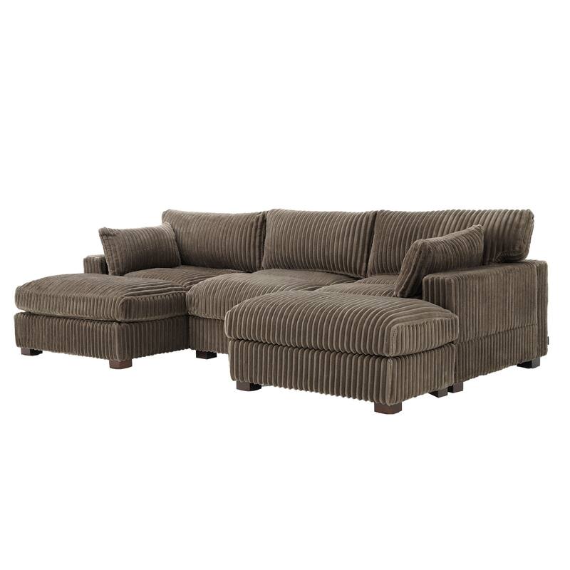 Modren Plush Oversized Modular Sectional Sofa Set with Chaise&Ottoman.