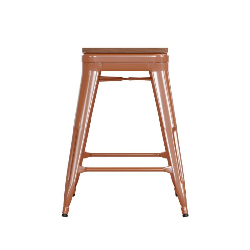Indoor/Outdoor Backless Counter Stool with Poly Resin Seat