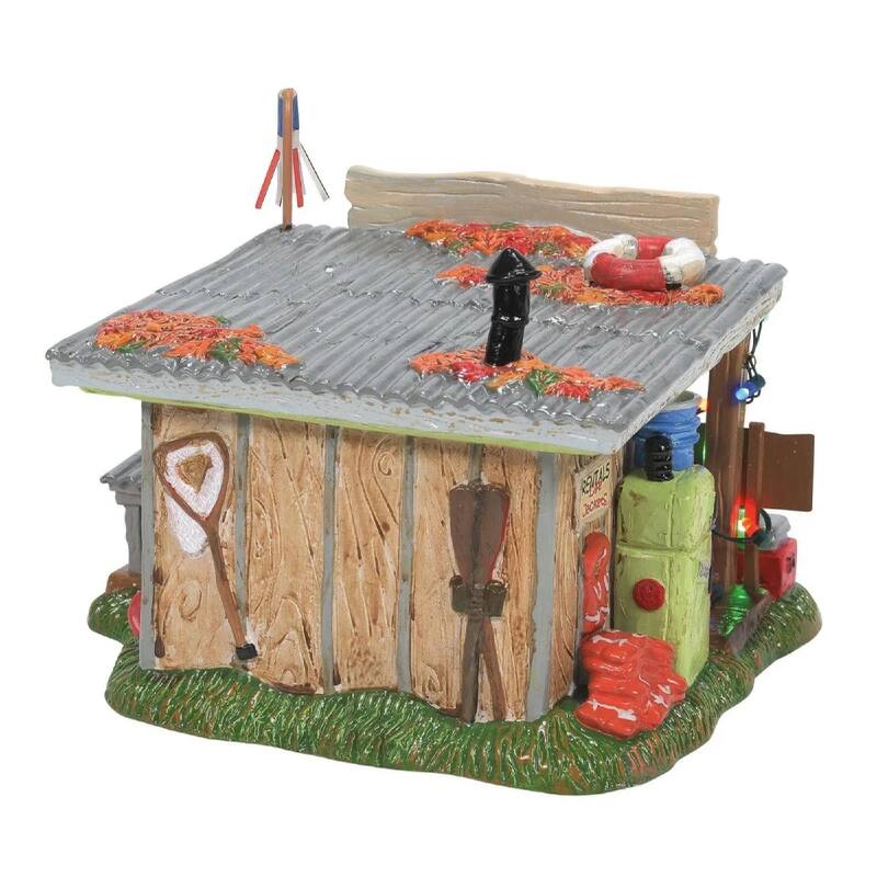 Snow Village Selling The Bait Shop Lighted Christmas Building