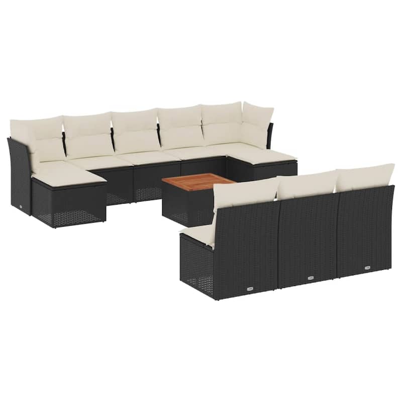 vidaXL Garden Sofa Set Black PE rattan Large Modular Garden Sofa Set - 24.4 x 24.4 x 27.2