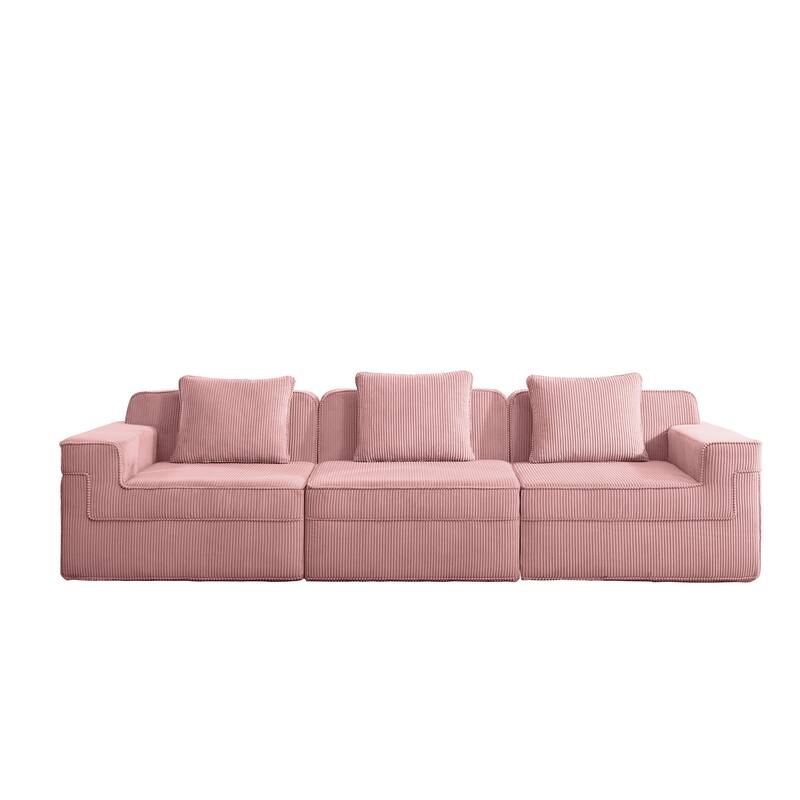 GDFStudio - Modular 3-Seater 117.3" Corduroy Boneless Cloud Sofa