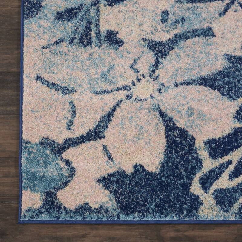 Power Loomed Abstract Floral Traditional Stain Resistant Area Rug - 87' X '27' X '0.5