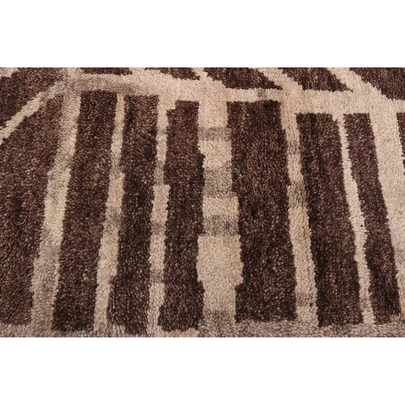 ECARPETGALLERY Hand-knotted Tangier Dark Brown Wool Rug - 5'0 x 7'10