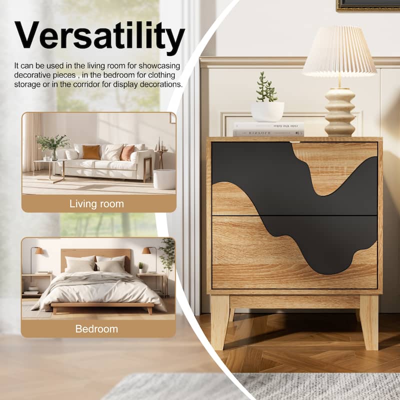 2 Drawer Dresser End Table Bedside Furniture 2 Set Nightstand