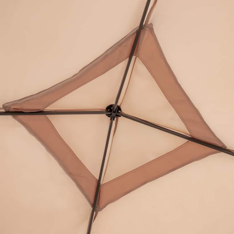 Furniture of America Xander Outdoor Beige 10ft x 10ft Pop Up Gazebo with Netting and Carry Bag