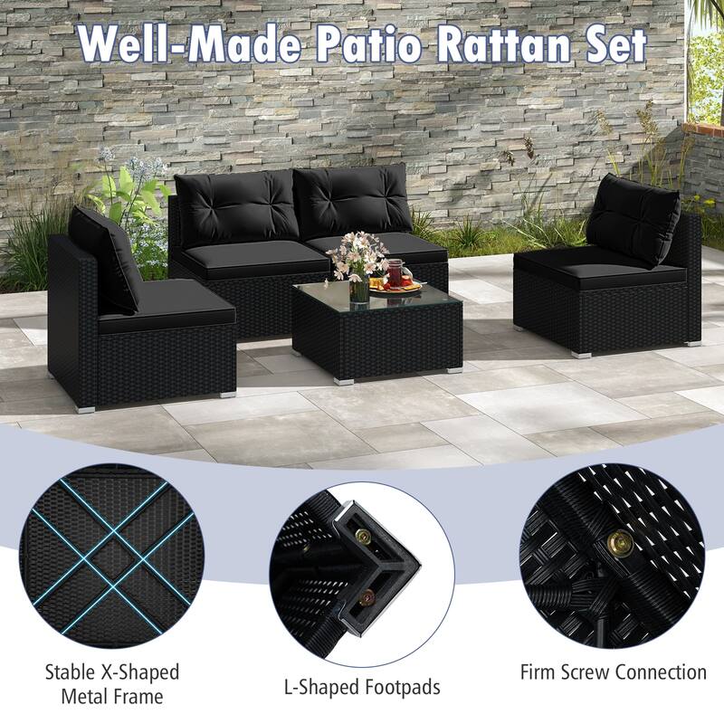 Stylish 5-Piece Outdoor Seating Set with Cushions and Table