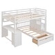 preview thumbnail 8 of 33, Modern Full Over Twin Bunk Bed With Desk,Drawers and Shelves,Storage-Savy Design