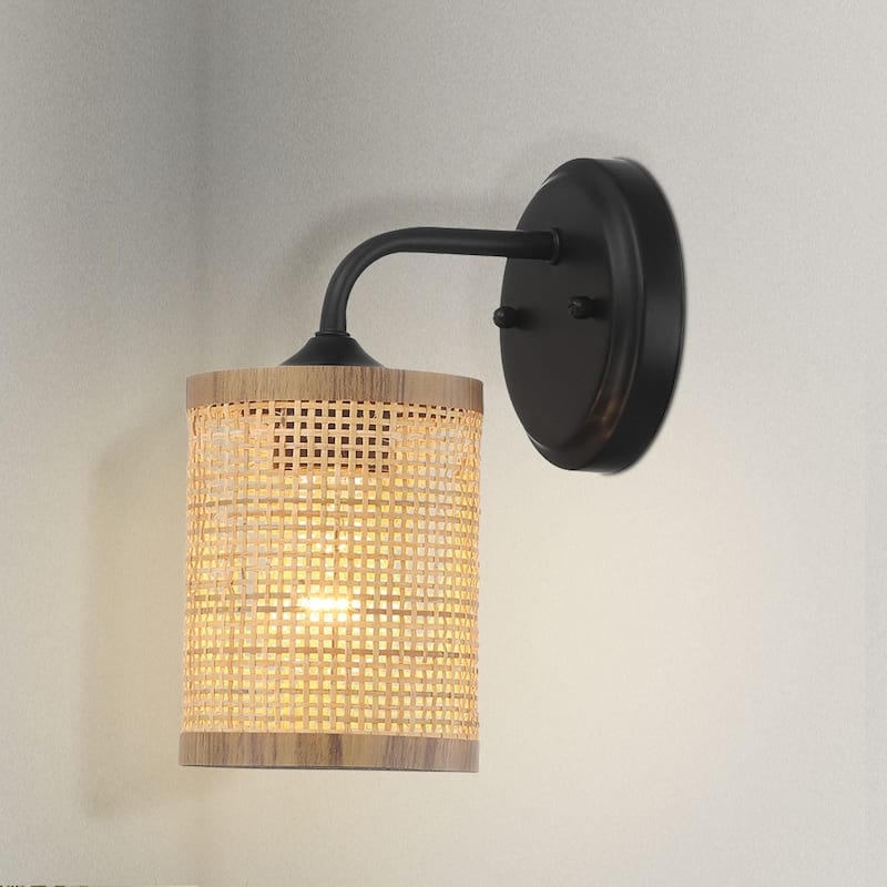 Azura Single-Light Wall Sconce with Rattan Shade