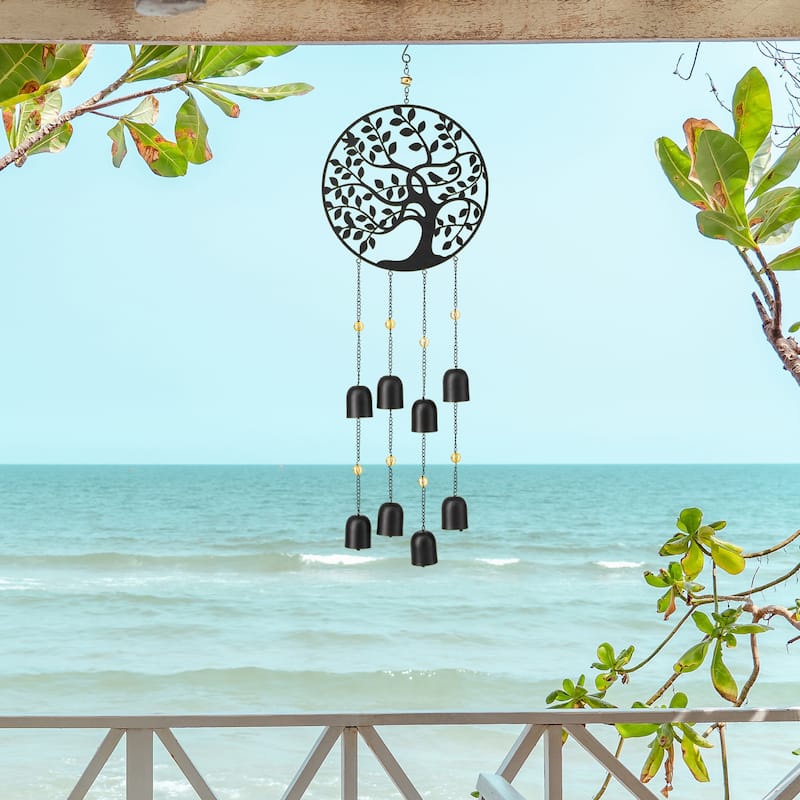 Glitzhome 32"H Metal Tree of Life Windchime with Bells - 32''H