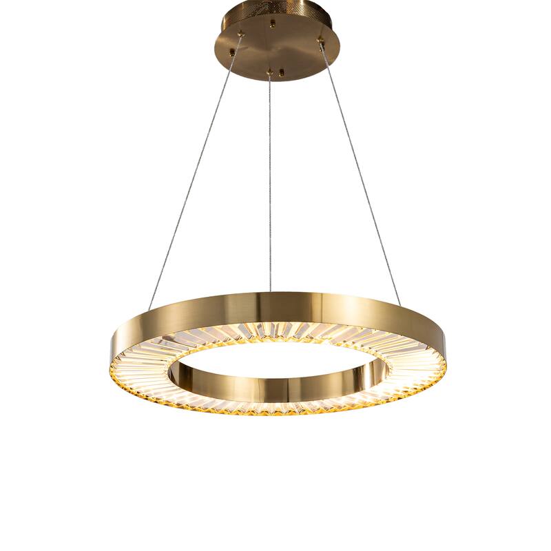 Gold Metal LED Chandelier With Clear Crystals