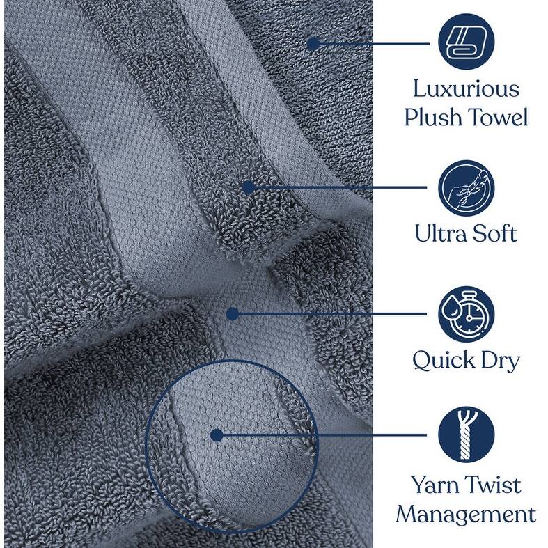 Delara Organic Cotton Luxuriously Plush Bath Towel 10 Piece Set | GOTS & OEKO-TEX Certified | 650 GSM Long Staple
