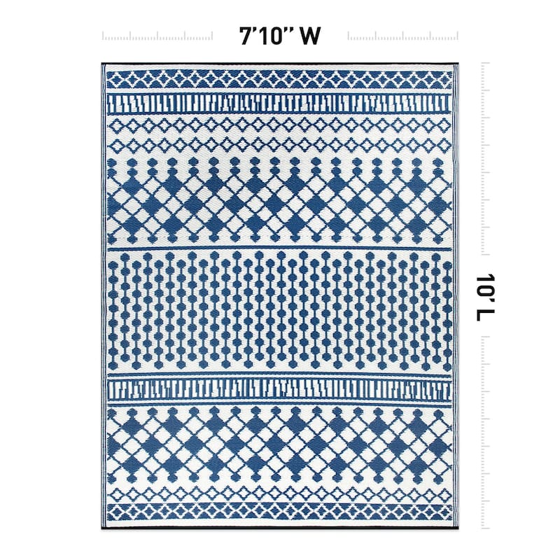 World Rug Gallery Contemporary Bohemian Geometric Reversible Recycled Plastic Outdoor Rugs