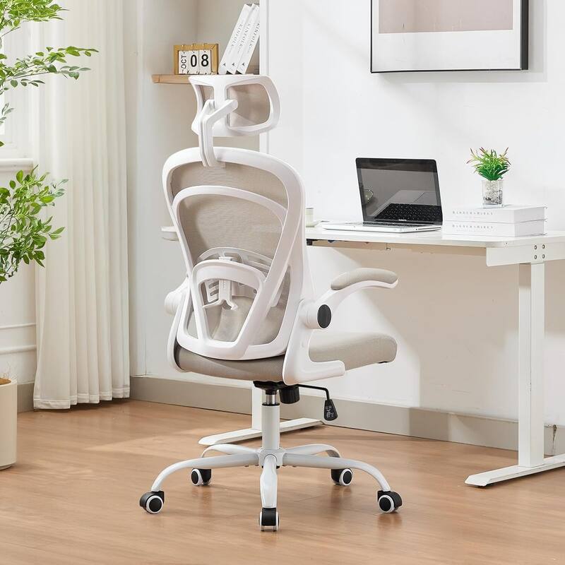 Ergonomic Office Computer Gaming Chair with Flip-Up Armrests for Bedroom, Study