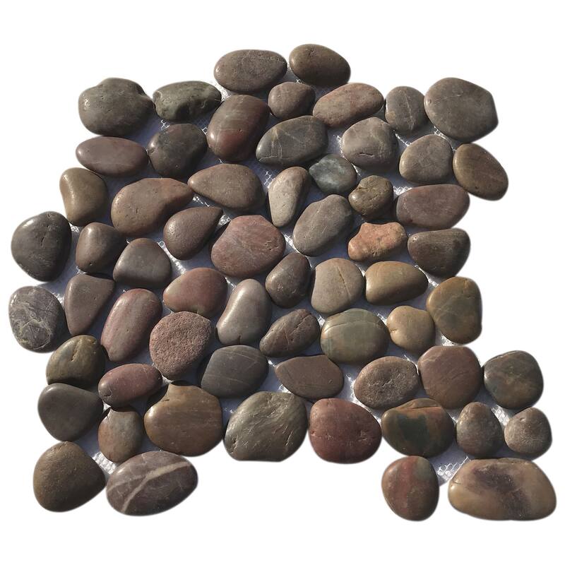 Crimson Natural Stone Pebble Mosaic Tile