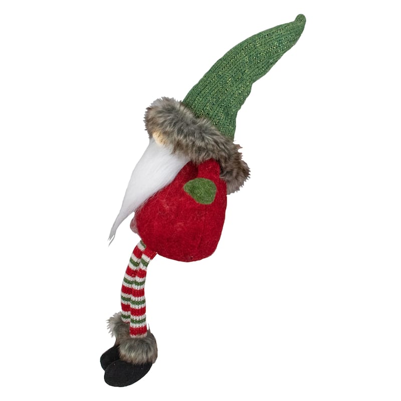 25-Inch Plush Red and Green Sitting Tabletop Gnome Christmas Decoration - 25"