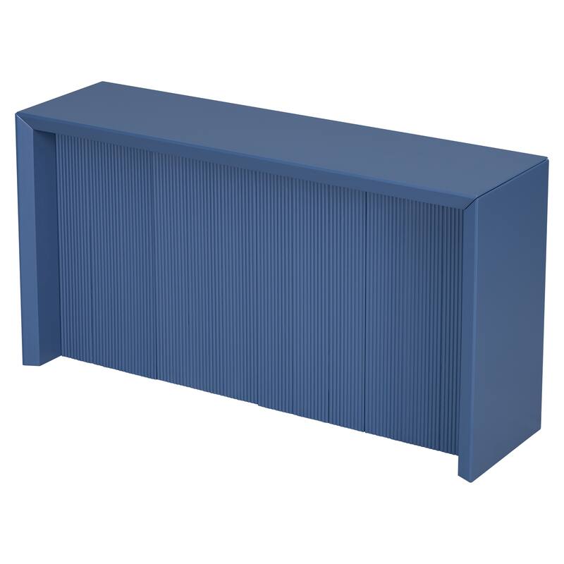 59" Wood Veneer Simple Entryway Table with Wavy Design