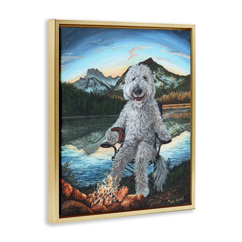 Stupell Dog by Campfire Landscape Framed Floater Canvas Wall Art Design by Holly Simental