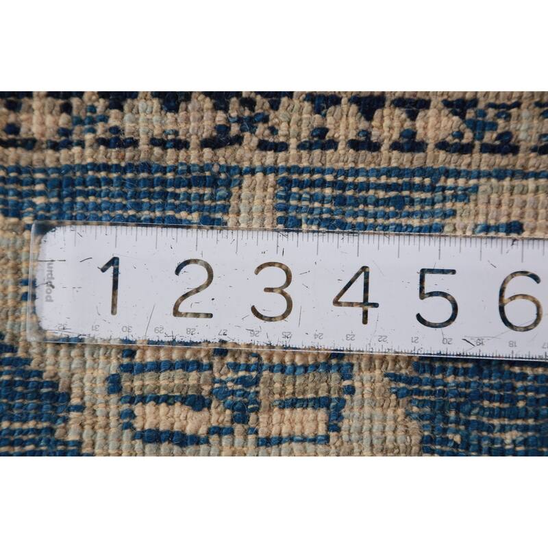Hand Knotted Oriental 100% Wool Carpet Transitional All-Over Navy Blue & Blues Oushak Runner Rug - 19' 5'' X 2' 7''