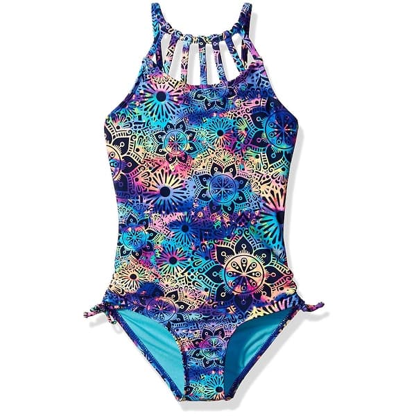 Shop Angel Beach Big Girls One Piece Strappy Front Swimsuit Blue Blue Size 10 Overstock 29043017