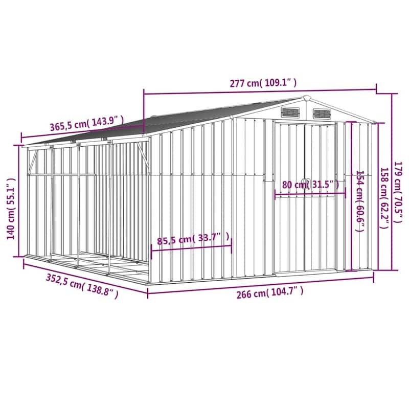 vidaXL Garden Shed Metal Outdoor Storage Tool Shed House Galvanized Steel
