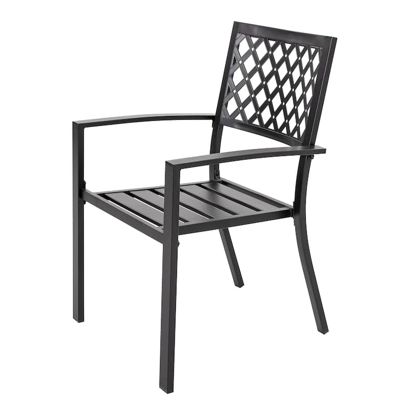 Outdoor Dining Set, Iron Finish, Black with Gold Speckles