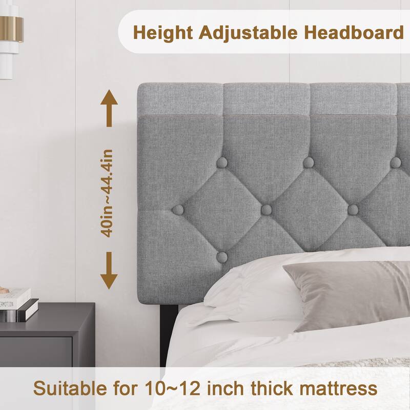 Bed Frame with Charging Station Wooden Platform