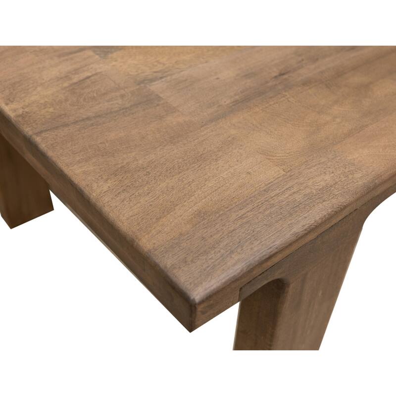 Okai Dining Table, 87 Inch Rectangular Top, Rustic Brown Solid Mango Wood